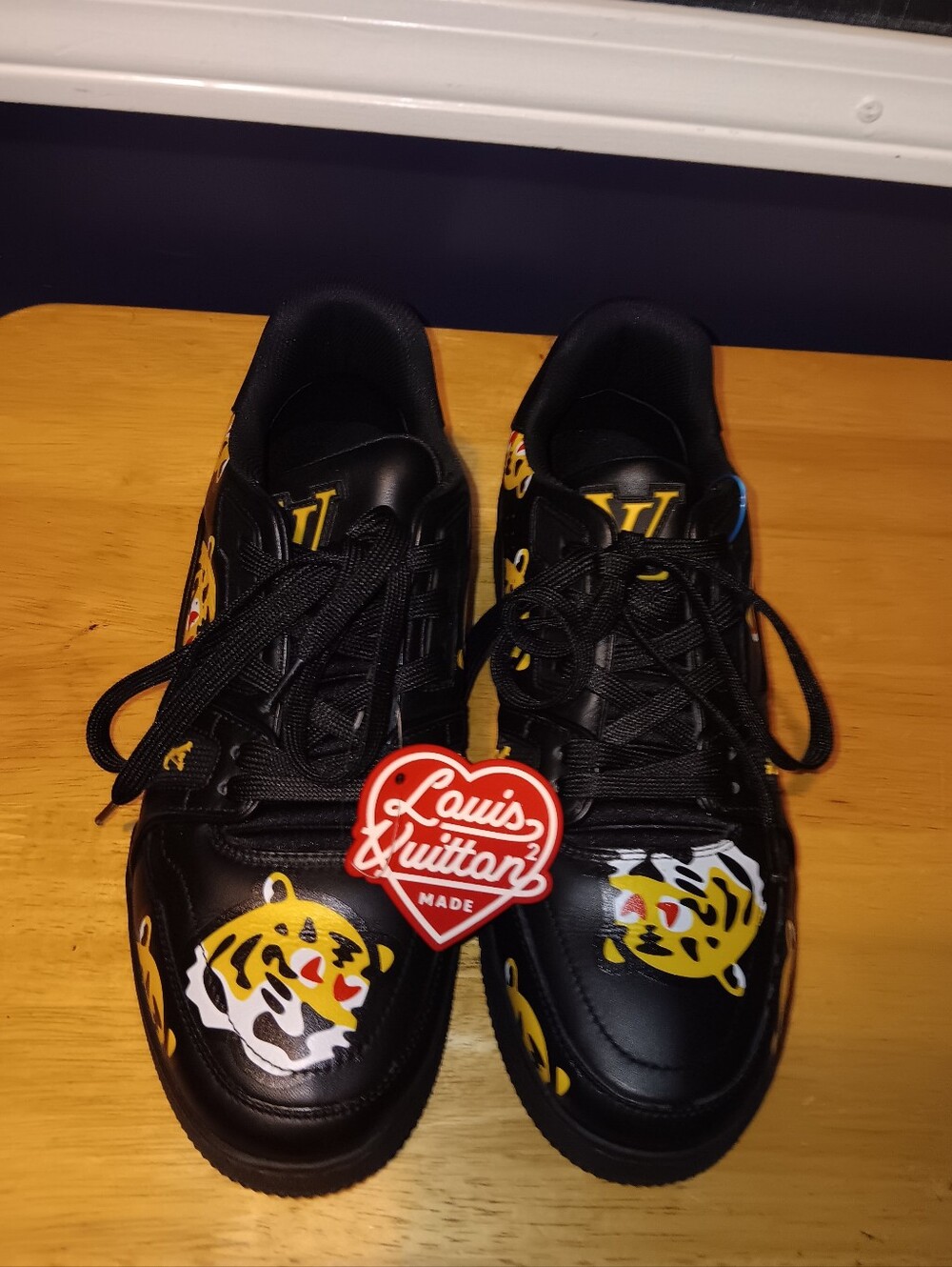 Louis Vuitton Rare Nigo Colab Leather Tiger Sneakers Size 5 1/2 Mens 7 Womens